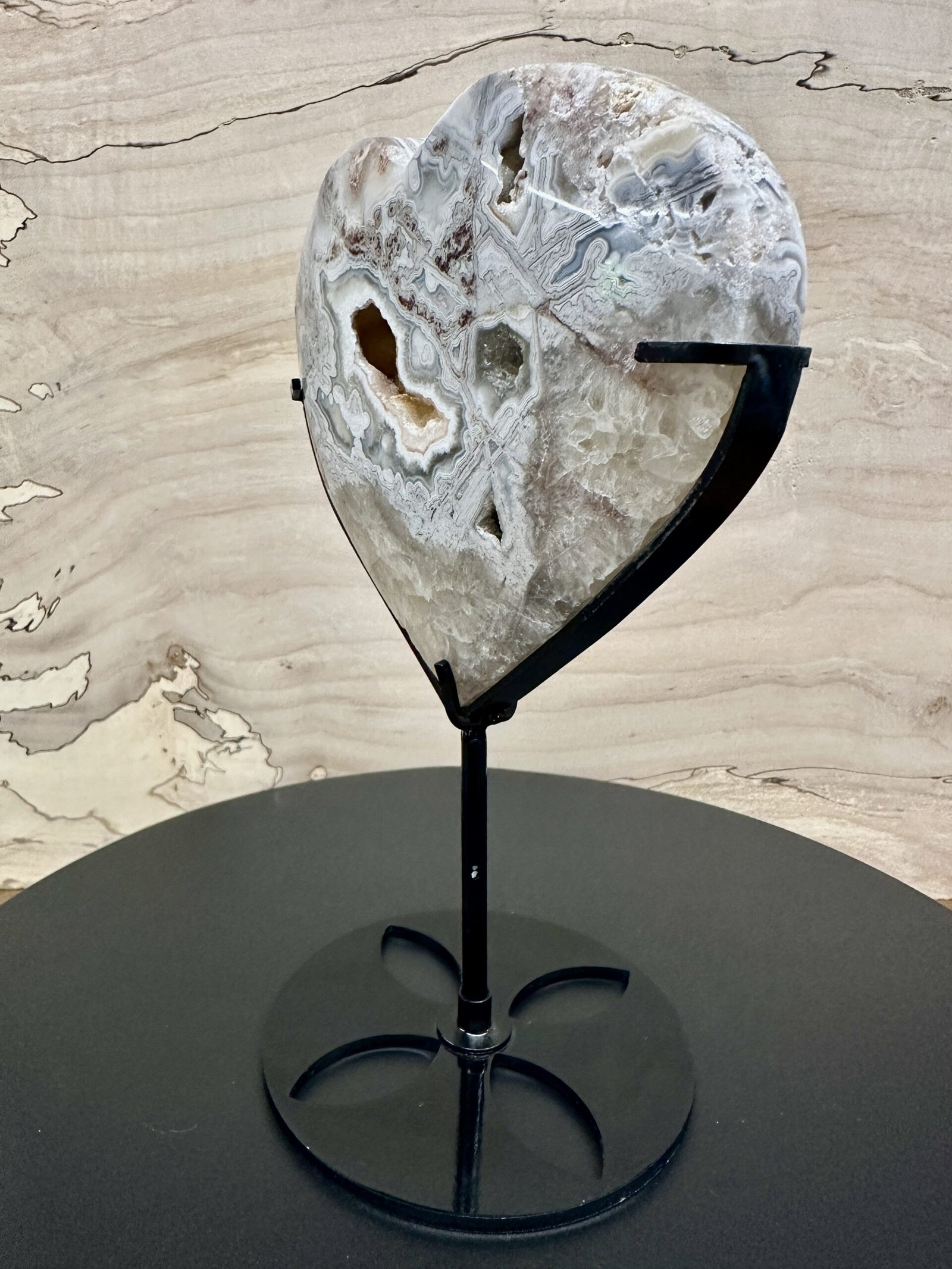 Crazy Lace Agate Heart with Stand - Image 4