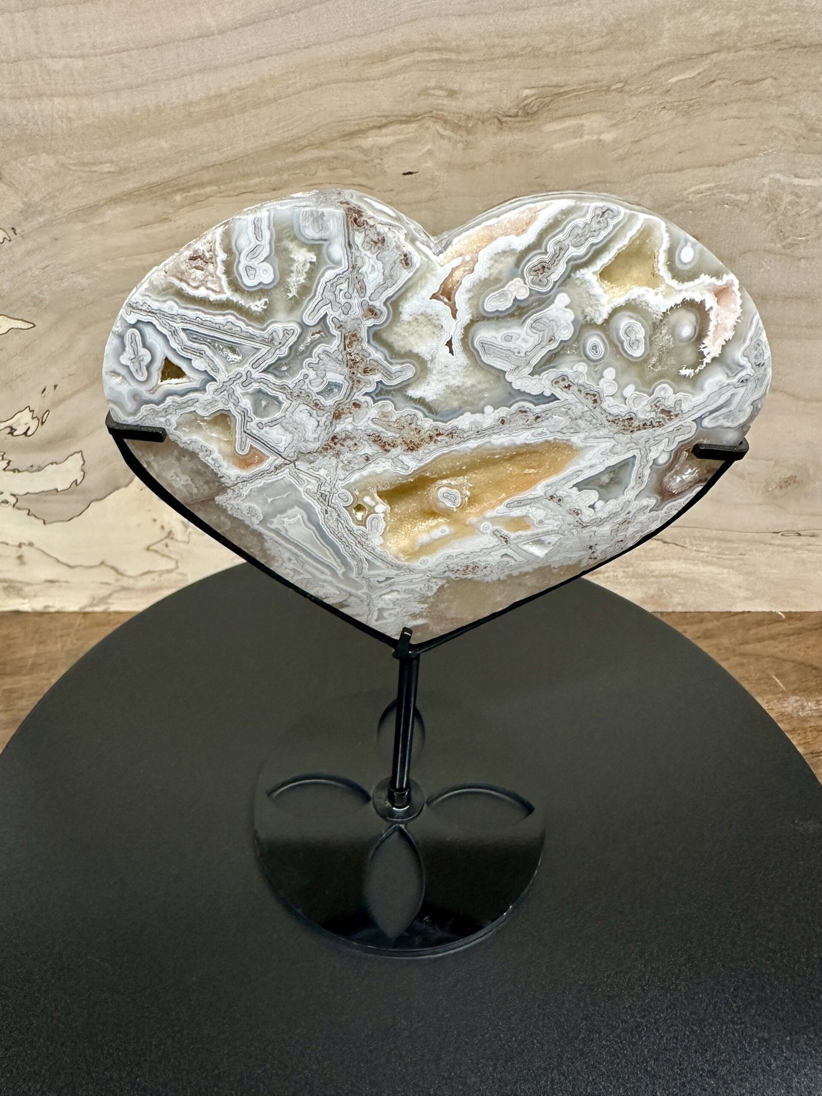 Crazy Lace Agate Heart with Stand - Image 5
