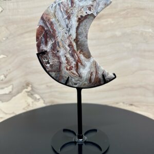 Crazy Lace Agate Moon with Stand